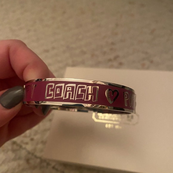Coach poppy bangle bracelet silver purple new in box - Picture 6 of 7